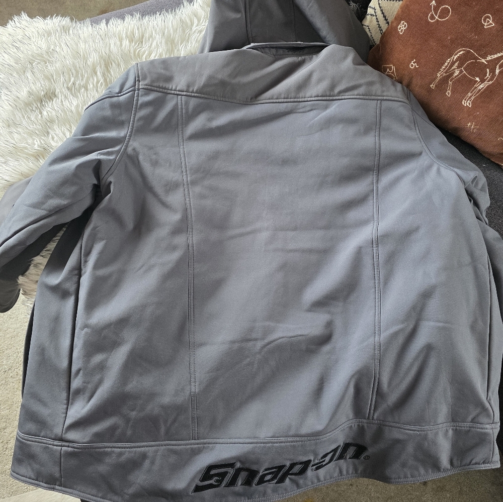 Men's Gray Softshell Snap-On Jacket - image 5
